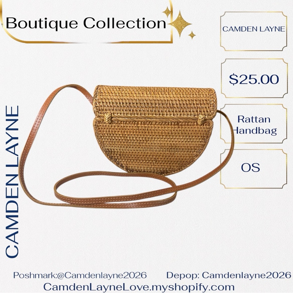 Camden Layne Rattan Crossbody Bag - Natural Tan - Picture 4 of 6